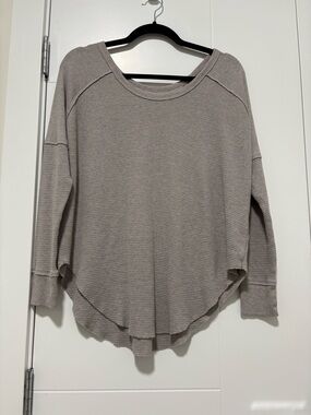 TNA Long-Sleeve Waffle Knit Pullover - Taupe